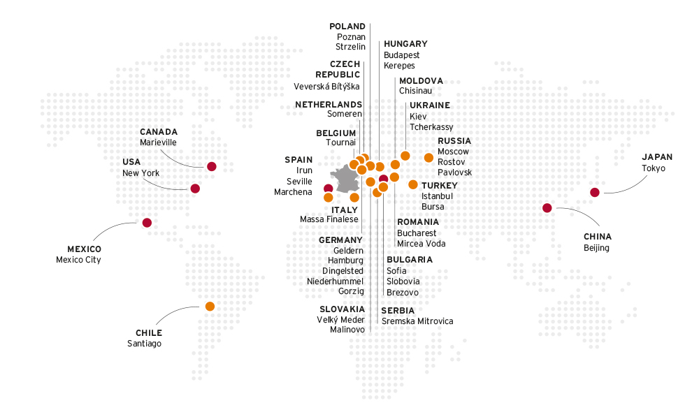 Euralis, carte internationale des implantations Euralis, carte internationale des implantations