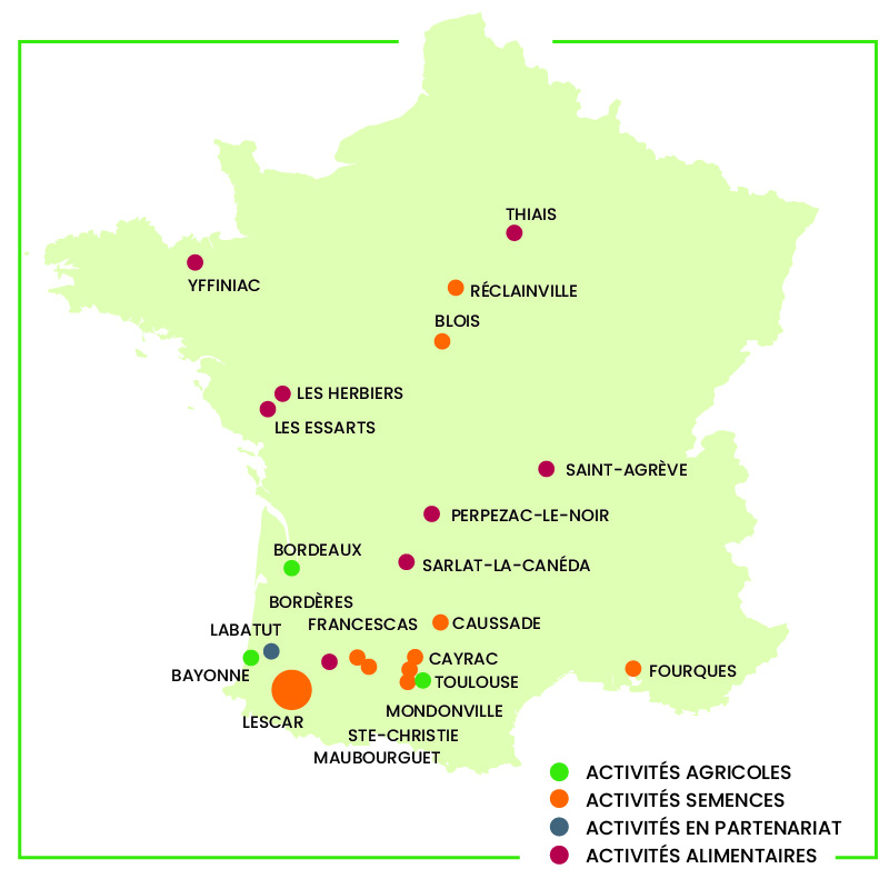 Euralis carte des activités Euralis carte des activités