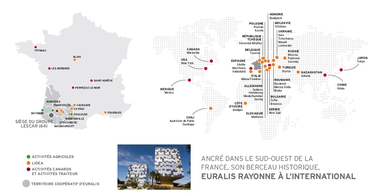 Euralis, carte internationale des  implantations